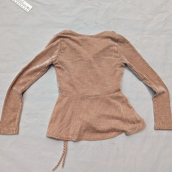 Caution to the Wind  Striped Faux Long Sleeve Wrap Top - Woman XS - Picture 4 of 4